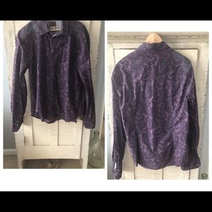 Vintage Red Purple Paisley Button Down